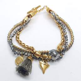 Henri Bendel Gold Tone Crystal 3-Strand Charm 6.5" Bracelet W/C.O.A 24.7g alternative image