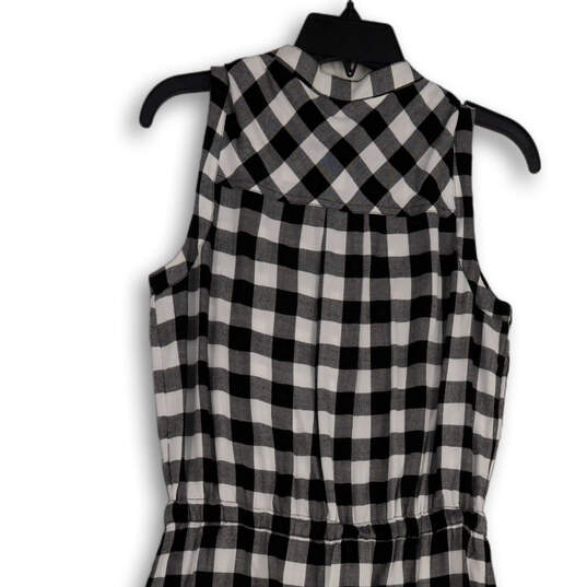 Womens Black White Check Sleeveless Front Pockets Midi Shirt Dress Size 0 image number 4