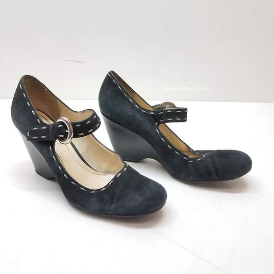 Franco Sarto Black Suede Leather Marly Jane Platform Wedge Size 8M image number 1