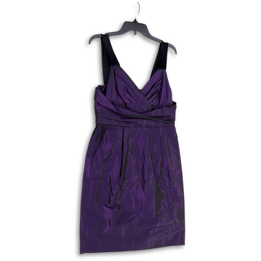 Womens Purple V-Neck Back Zip Knee Length Cocktail Sheath Dress Size 8 image number 1