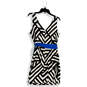 NWT Womens Black White Striped Sleeveless Back Zip Sheath Dress Size 11 image number 2