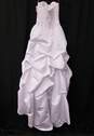 Womens White Beaded Designer Hi-Low Back Zip Party Strapless Dress Size 2 image number 1
