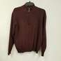 Mens Burgundy Knitted Long Sleeve Quarter Zip Pullover Sweater Size Large image number 1
