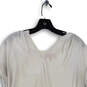 Womens White Polka Dot Short Sleeve Split V Neck Blouse Top Size Large image number 3
