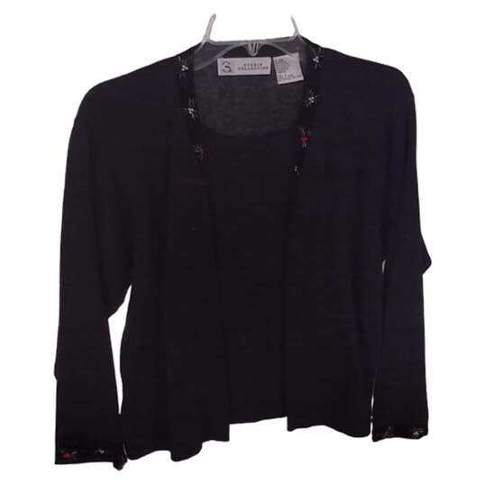 Womens Black Holiday Long Sleeve Open Front Cardigan Sweater Size Large image number 3