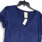 NWT Womens Blue Black Regular Fit Short Sleeve Pullover Mini Dress Size M image number 3