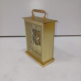 Howard Miller Gold Tone Gear Table Desk Clock Brass Carriage alternative image