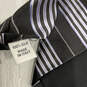 NWT Valentino Men's Black Blue Striped Silk Four In Hand Pointed Necktie image number 5