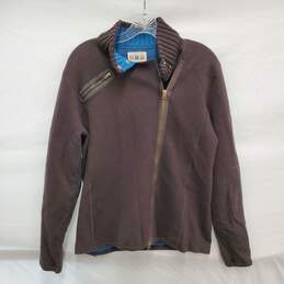 Title Nine Moto Style WM's Dark Brown Wool Full Zip Sweater Size L