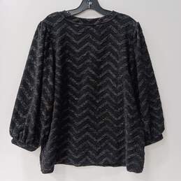 Anne Klein Women's Black Shimmer Tweed Balloon Sleeve Blouse top Sweater Size XL NWT alternative image