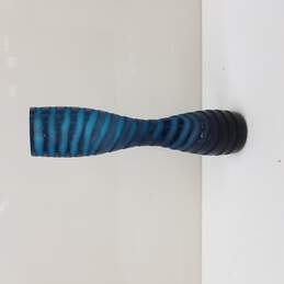 Hand Blown 12in Tall Blue Swirl Art Glass Vase