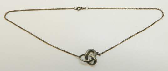 Artisan 925 Open Heart & Knot Pendant Cable & Box Chain Necklaces 13.2g image number 3