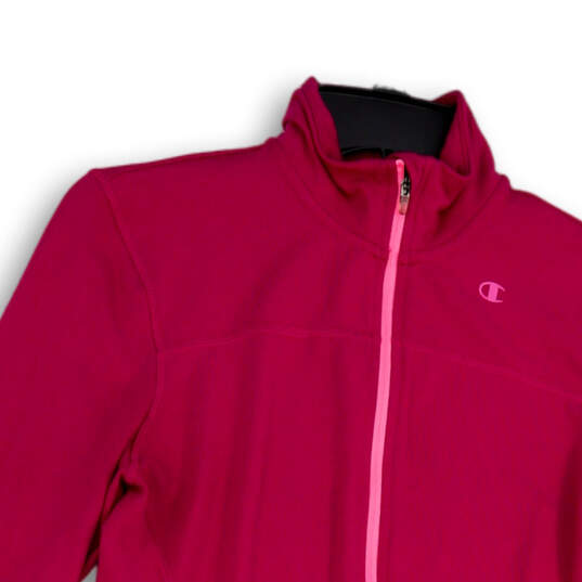 Womens Pink Mock Neck Long Sleeve Pockets Full-Zip Windbreaker Jacket Sz S image number 3