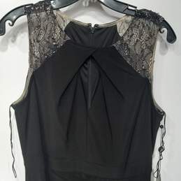 Adrianna Papell Women's Sleeveless Long Black Formal Beaded Shoulders Dress Size 8 alternative image