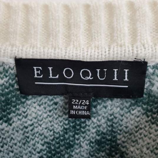 Eloquii Green & White Animal Patterned Knit Sweater WM Size 22/24 NWT image number 3
