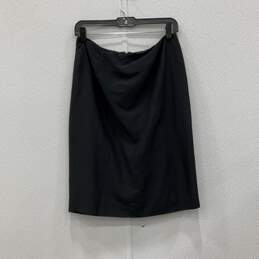 Oscar De La Renta Womens Black Flat Front Back Zip Straight & Pencil Skirt Sz 8