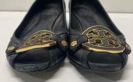 Tory Burch Amanda Black Leather Wedge Loafers Shoes Size 7 M alternative image