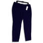 NWT Womens Blue Flat Front Stretch Pockets Straight Leg Chino Pants Size 16 image number 1