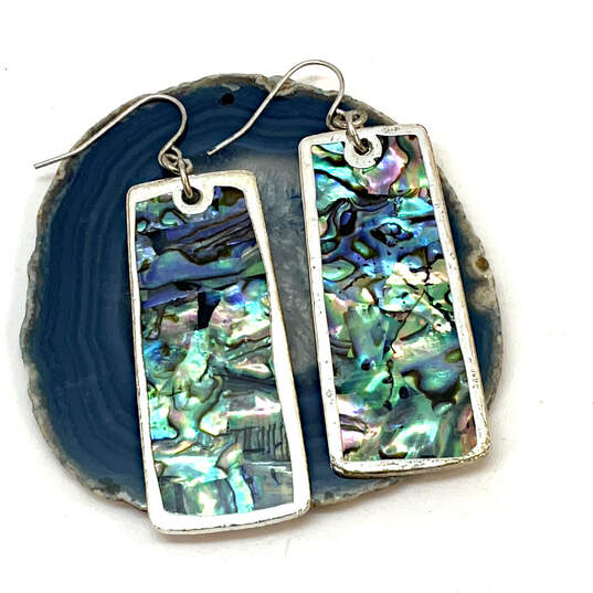 Designer Robert Lee Morris Silver-Tone Blue Stone Fish Hook Dangle Earrings image number 1