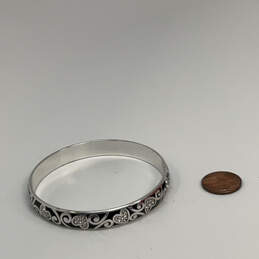 Designer Brighton Silver-Tone Shiny Rhinestone Heart Bangle Bracelet