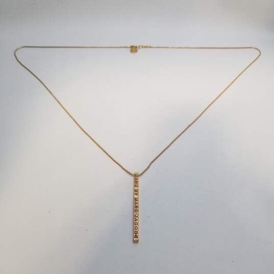 Marc By Marc Jacobs Gold Tone Logo Bar Pendant 29 7/8inch Pendant Necklace 12.7g DAMAGED image number 6