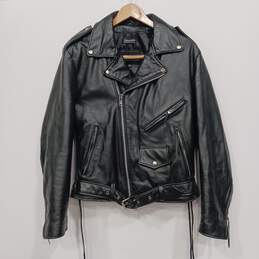 Wilsons Men's Black Leather Motorcycle Jacket Size M