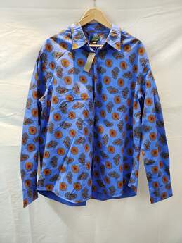 J. Crew Long Sleeve Blue Paisley Twill Button Up Shirt Men's Size XL NWT