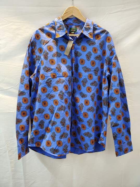 J. Crew Long Sleeve Blue Paisley Twill Button Up Shirt Men's Size XL NWT image number 1