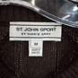 St. John Sport Vintage Brown Wool Blend Cable Knit Full Zip Sweater WM Size M image number 3