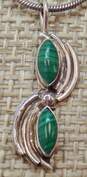Artisan 925 Malachite Swirl Pendant Necklace Oval Drop Earrings Granulated Ring & Scrolled Cuff Bracelet 27g image number 4