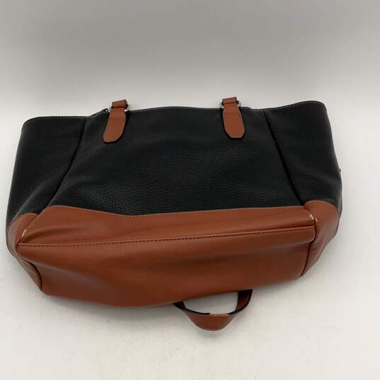 Chaps Womens Black Brown Leather Zipper Inner Pocket Top Handle Handbag image number 2