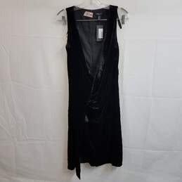 Kenneth Cole New York black velvet sleeveless asymmetrical wrap front dress 2