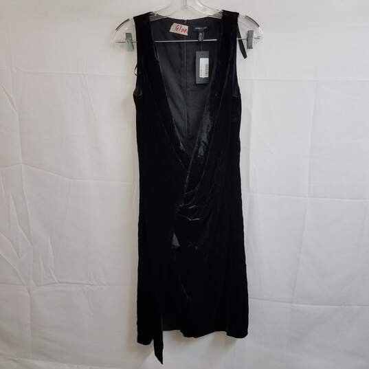Kenneth Cole New York black velvet sleeveless asymmetrical wrap front dress 2 image number 1