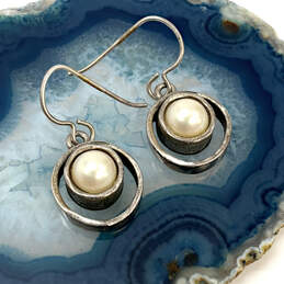 Designer Patricia Locke Silver-Tone Clear Pearl Fishhook Drop Earrings alternative image