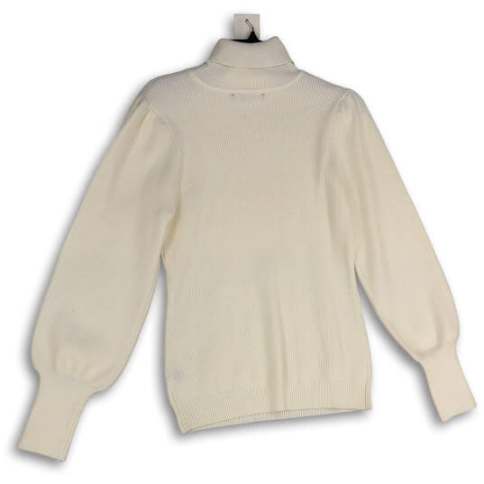 NWT Womens White Knitted Long Sleeve Turtleneck Pullover Sweater Size M image number 4