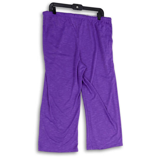 Womens Purple Heather Elastic Waist Slash Pocket Sweatpants Size 2XL image number 2