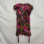 Betsey Johnson WM's 100% Silk Charmeuse Midnight Rose Ruffle Bottom Dress Size L image number 2