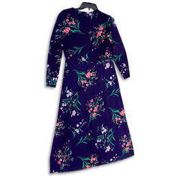 NWT Womens Blue Floral 3/4 Sleeve V-Neck Knee Length Wrap Dress Size L alternative image