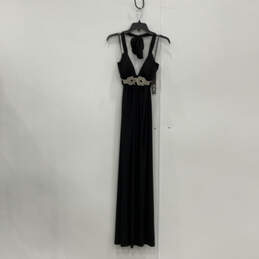 NWT Womens Black Sleeveless V-Neck Back Tie Fashionable Maxi Dress Size M