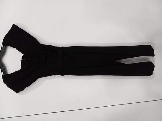 Pantsuit Solid Black Off Shoulder Style Jumpsuit Size 8 image number 2