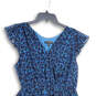 Womens Black Blue Animal Print V-Neck Pullover A-Line Dress Size Medium image number 3