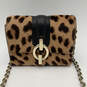 Womens Sutra Brown Beige Leopard Print Haircalf Inner Pockets Crossbody Bag image number 4