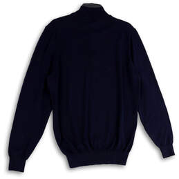 NWT Mens Blue Knit Mock Neck Quarter Zip Long Sleeve Pullover Sweater Sz XL alternative image
