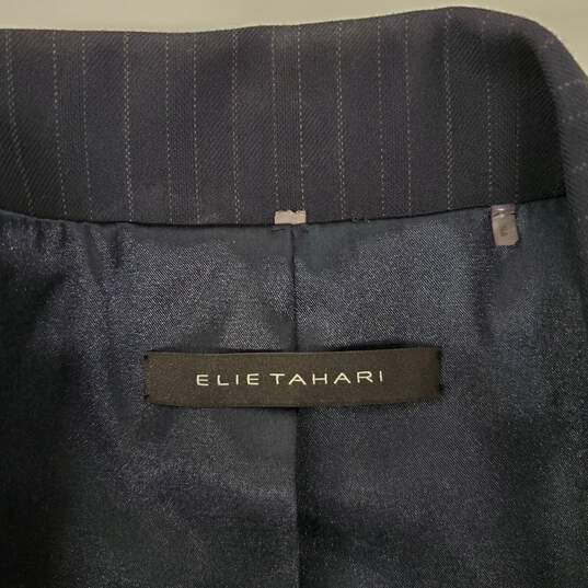 Elie Tahari WM's Navy Blue Pin Stripe Long Sleeve Blazer Size 10 US image number 3