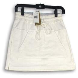 NWT Alala Womens White Elastic Waist Drawstring Activewear Mini Skirts Size XS