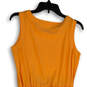 Womens Orange Sleeveless Round Neck Pleated Short Blousen Dress Size 2 image number 4