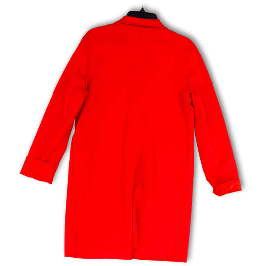NWT Womens Red Long Sleeve Notch Lapel Button-Front Overcoat Size Large image number 2