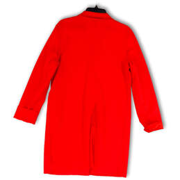 NWT Womens Red Long Sleeve Notch Lapel Button-Front Overcoat Size Large alternative image