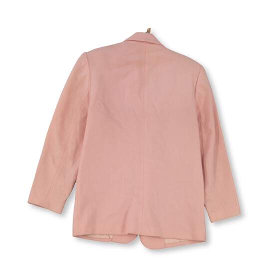 Womens Pink Long Sleeve Pockets Notch Lapel Single Breasted Blazer Size 8P image number 2