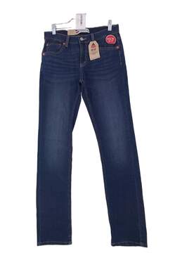 NWT Womens Blue Belt Loop Pockets Button Slim Taper Straight Jeans Size 29